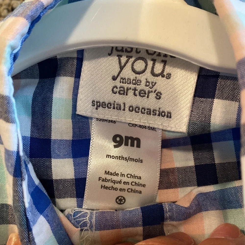 NWT Carter’s Special Occasion Plaid Onesie and Pants Set Size 9 Months